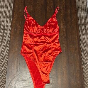 Red Sleeveless Bustier Bodysuit